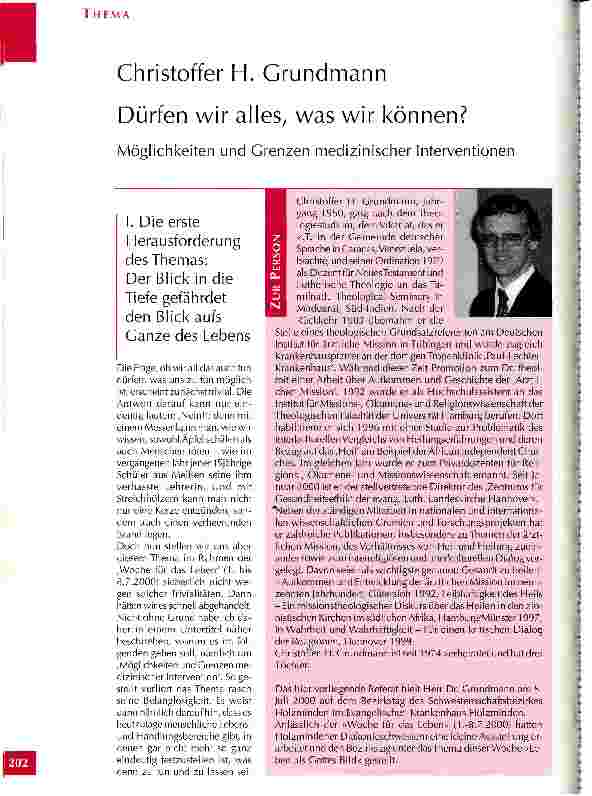 Vorschauseite 1: Dürfen wir alles was wir können? Möglichkeiten und Grenzen medizinischer Interventionen