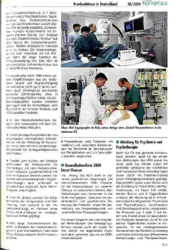 Vorschauseite 4: Krankenhäuser in Deutschland Das Evangelische Krankenhaus Königin Elisabeth Herzberge
