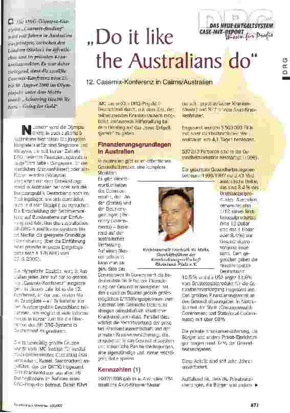 Vorschauseite 1: Do it like the Australians do 12. Casemix-Konferenz in Cairns/Australien