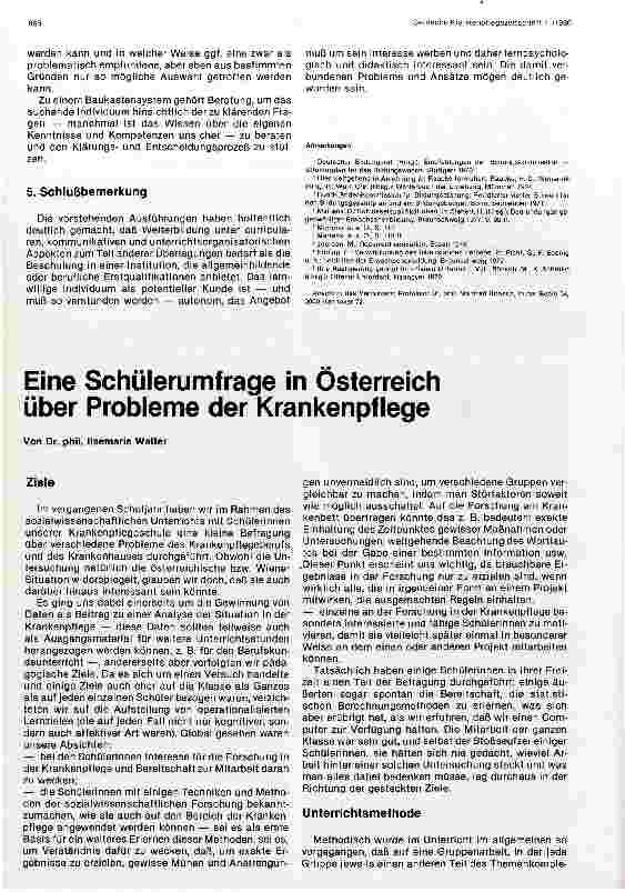 Vorschauseite 1: Eine Schülerumfrage in Österreich über Probleme der Krankenpflege