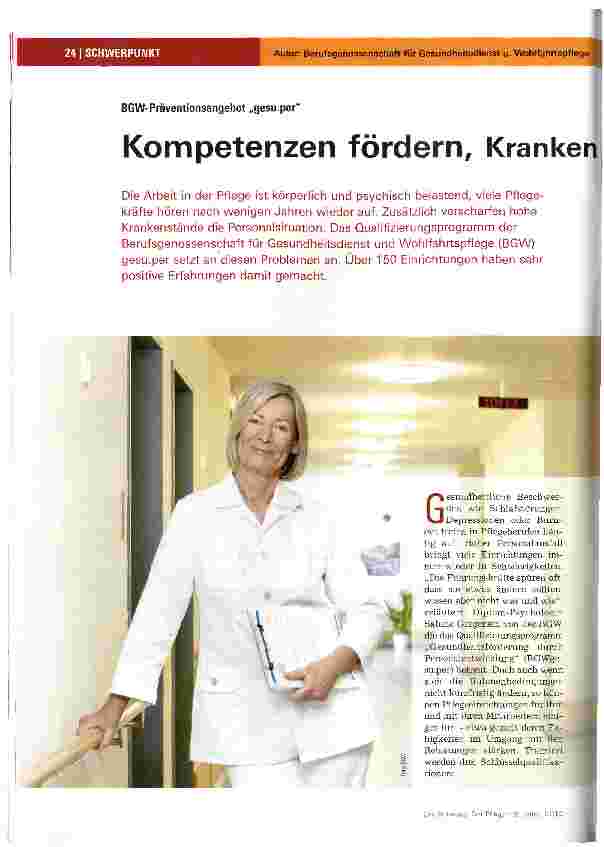 Vorschauseite 1: Kompetenzen fördern, Krankenstände verringern, Qualität steigern