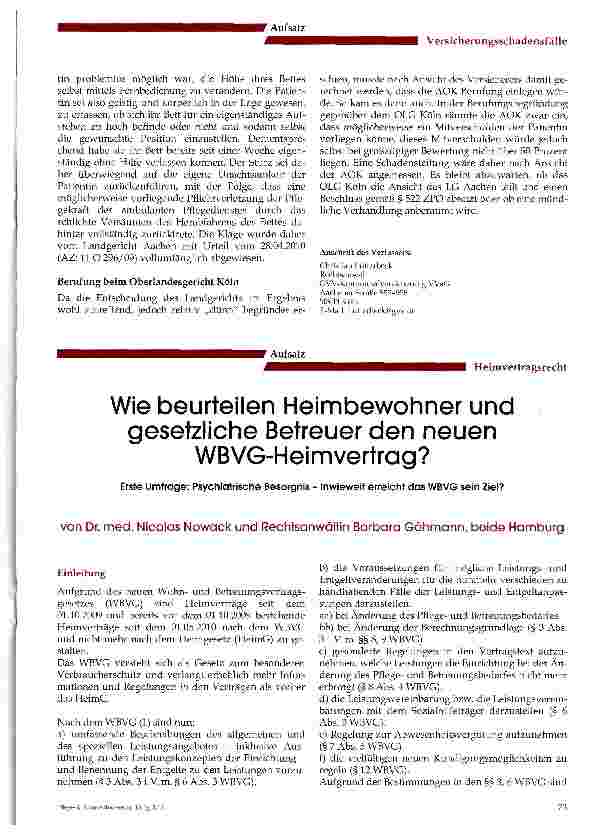 Vorschauseite 1: Wie beurteilen Heimbewohner und gesetzliche Betreuer den neuen WBVG-Heimvertrag?