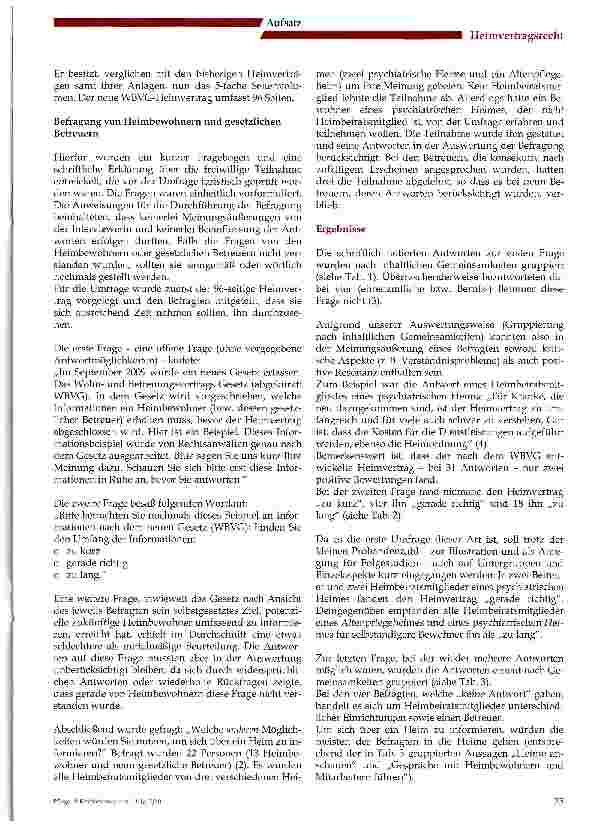 Vorschauseite 3: Wie beurteilen Heimbewohner und gesetzliche Betreuer den neuen WBVG-Heimvertrag?