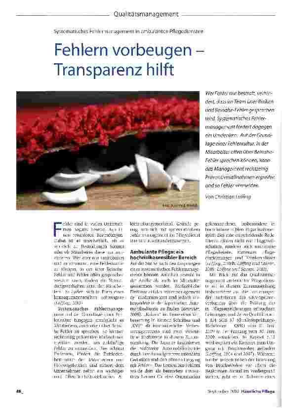 Vorschauseite 1: Homecare Fehlern vorbeugen -Transparenz hilft