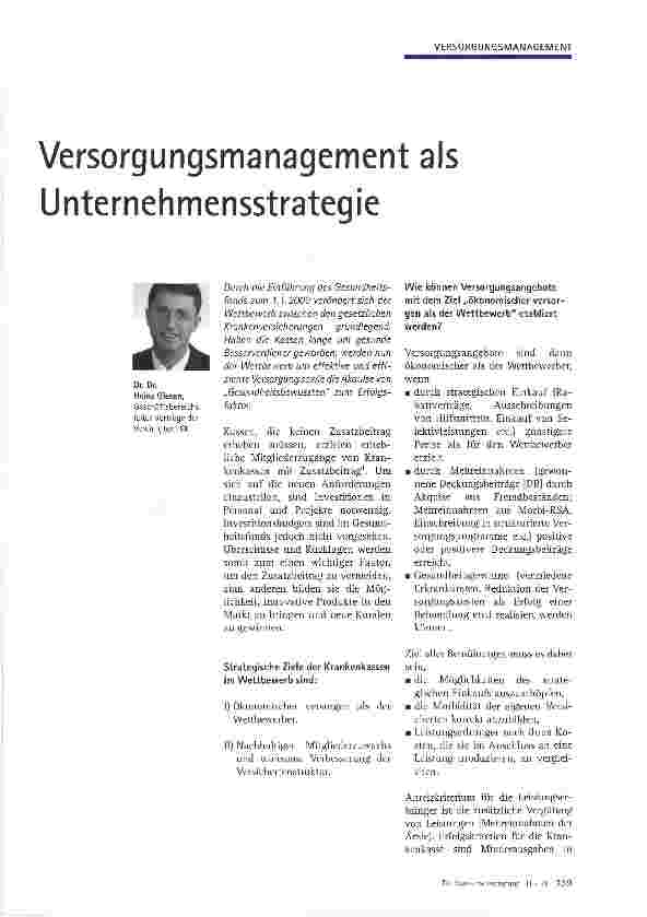 Vorschauseite 1: Versorgungsmanagement als Unternehmensstrategie
