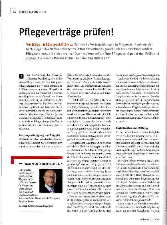 Vorschauseite 1: Pflegeverträge prüfen!