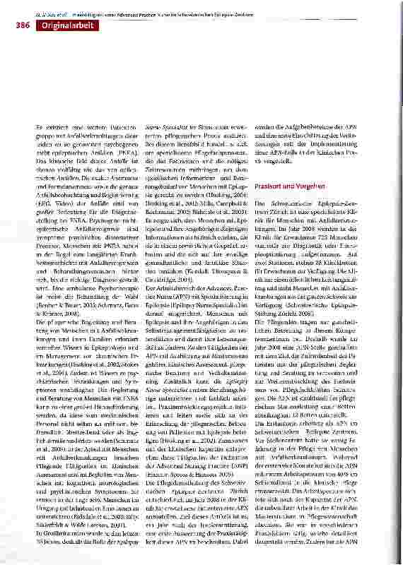 Vorschauseite 2: Praxistätigkeit einer Advanced Practice Nurse im Schweizerischen Epilepsie-Zentrum