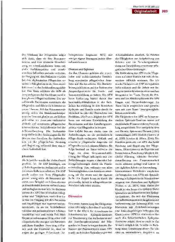 Vorschauseite 5: Praxistätigkeit einer Advanced Practice Nurse im Schweizerischen Epilepsie-Zentrum