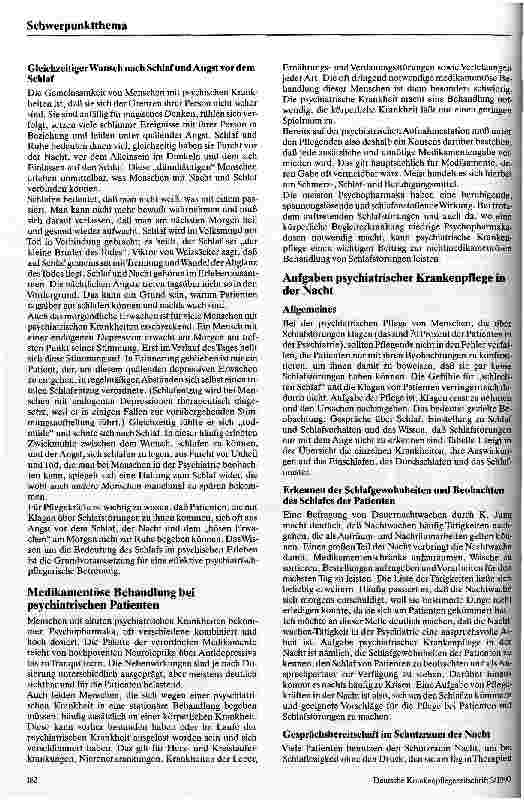 Vorschauseite 2: Ruhen und Schlafen Pflegeprobleme bei Menschen mit psychiatrischen Krankheiten