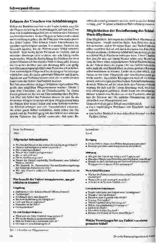 Vorschauseite 4: Ruhen und Schlafen Pflegeprobleme bei Menschen mit psychiatrischen Krankheiten