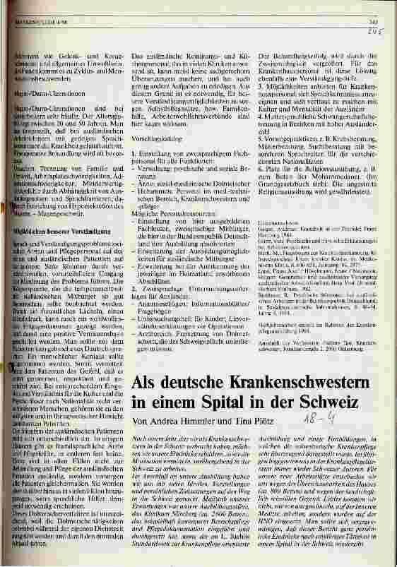 Vorschauseite 1: Als deutsche Krankenschwestern in einem Spital in der Schweiz