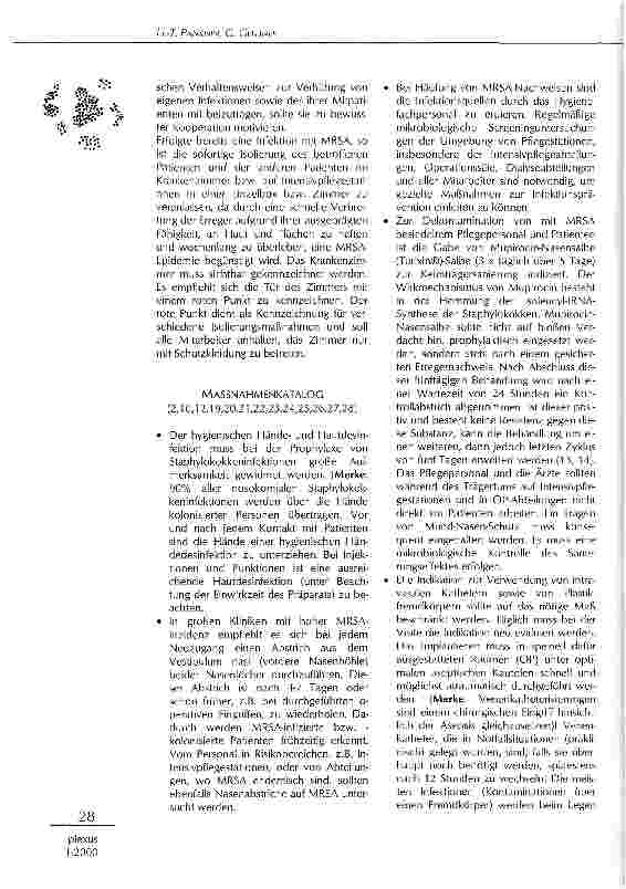 Vorschauseite 6: Methicillin-resistente Staphylococcus aureus (MRSA) auf Intensivstationen Massnahmen zur Infektionsverhütung
