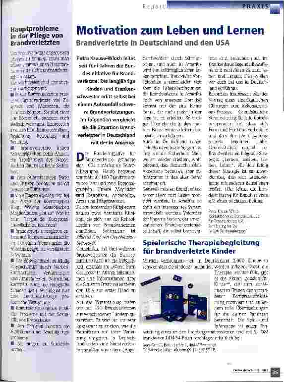 Vorschauseite 1: Motivation zum Leben und Lernen Brandverletzte in Deutschland und den USA
