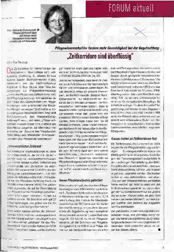 Vorschauseite 1: Zeitkorridore sind überflüssig Pflegewissenschaftler fordern mehr Gerechtigkeit bei der Begutachtung