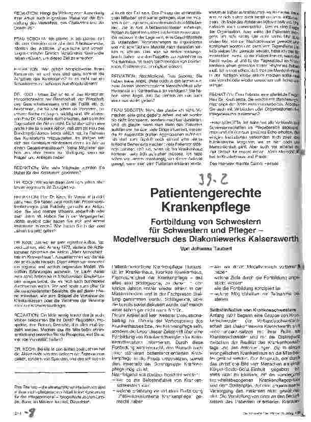 Vorschauseite 1: Patientengerechte Krankenpflege - Fortbildung von Schwestern für Schwestern und Pfleger - Modellversuch des Diakoniewerks Kaiserslautern