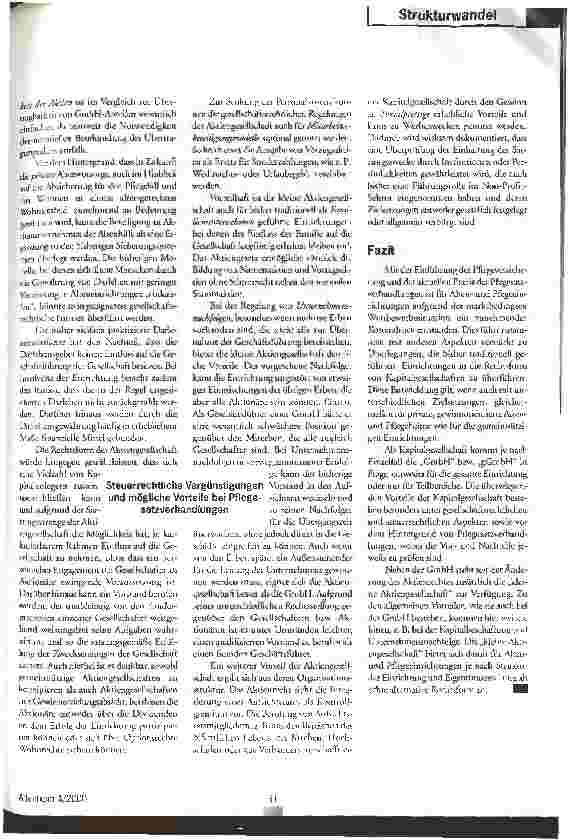 Vorschauseite 6: Mit der Zeit gehen Die Kapitalgesellschaft als Rechtsform für Altenund Pflegeheime