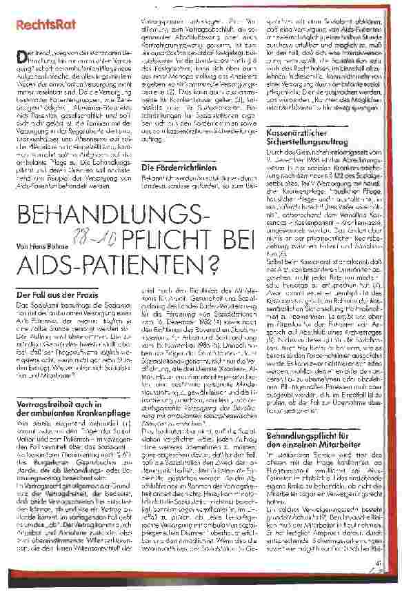 Vorschauseite 1: Behandlungspflicht bei AIDS-Patienten?