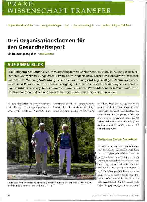 Vorschauseite 1: Drei Organisationsformen für den Gesundheitssport