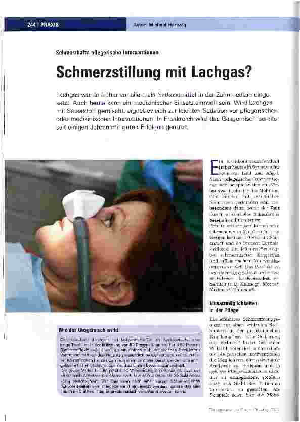 Vorschauseite 1: Schmerzstillung mit Lachgas?