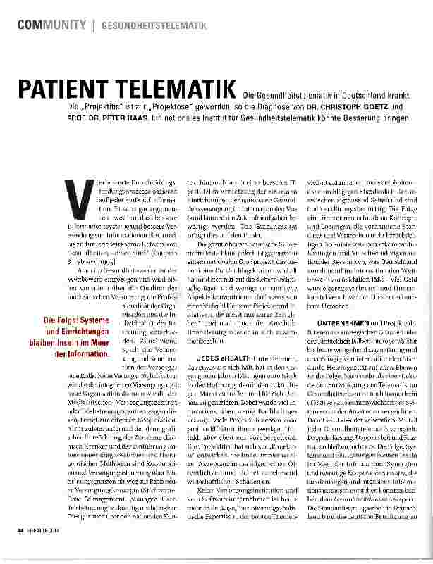 Vorschauseite 1: PATIENT TELEMATIK