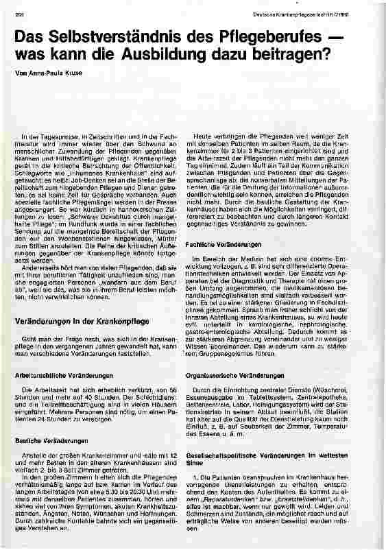 Vorschauseite 1: Selbstverständnis des Pflegeberufes was kann die Ausbildung dazu beitragen