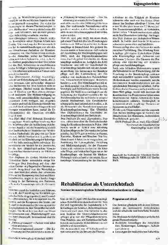Vorschauseite 3: 1. Methodisches Seminar zur Krankenpflegeforschung in der DDR vom 20.-22. Februar 1990 in Berlin-Buch
