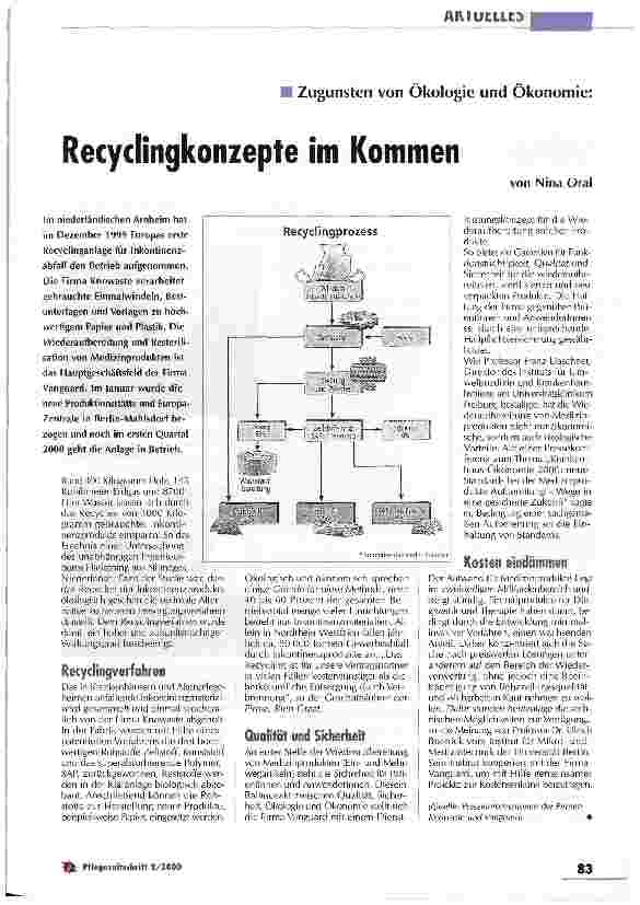 Vorschauseite 1: Recyclingkonzepte im Kommen Zugunsten von Ökologie und Ökonomie
