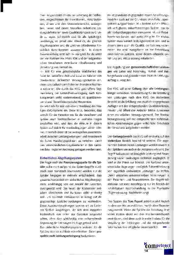 Vorschauseite 2: Spitalfinanzierung - Stellungnahme von H+