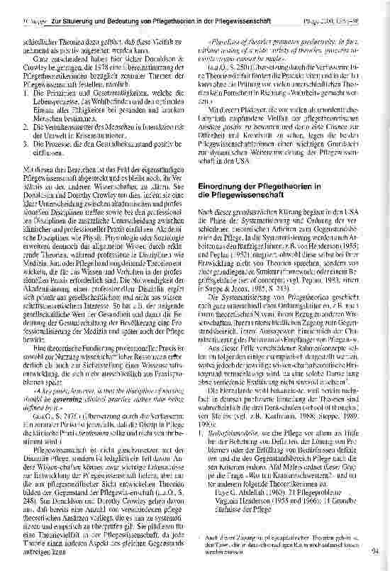 Vorschauseite 4: Zur Situierung und Bedeutung von Pflegetheorien in der Pflegewissenschaft