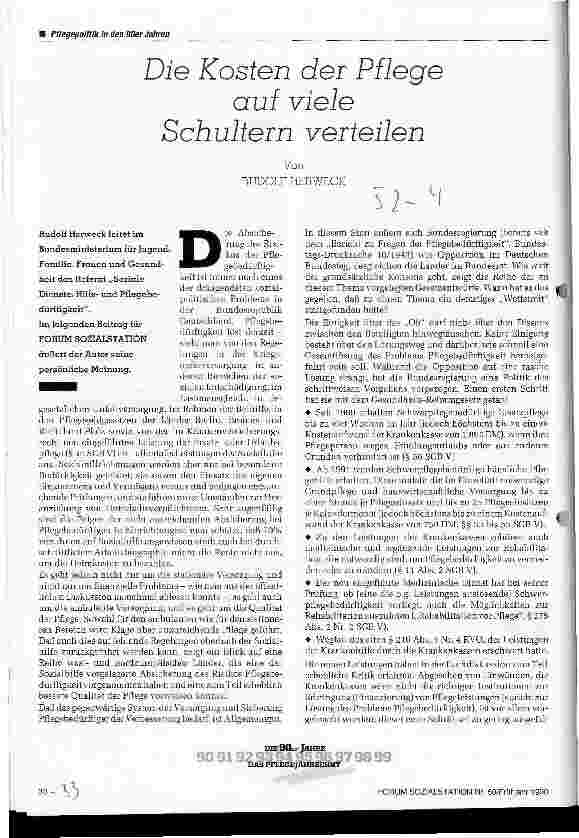Vorschauseite 1: Die Kosten der Pflege auf viele Schultern verteilen