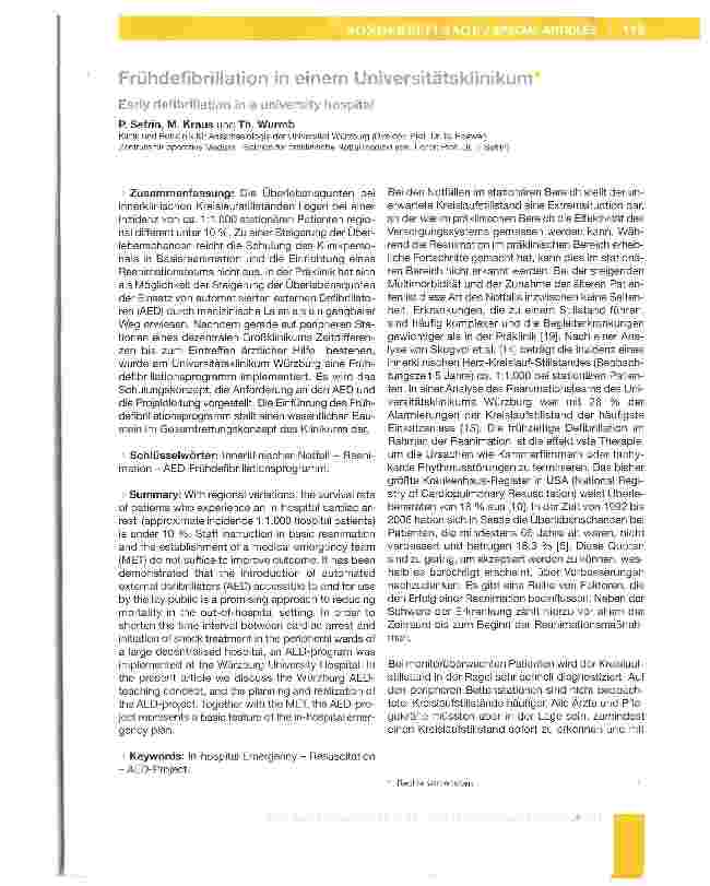 Vorschauseite 1: Frühdefibrillation in einem Universitätsklinikum