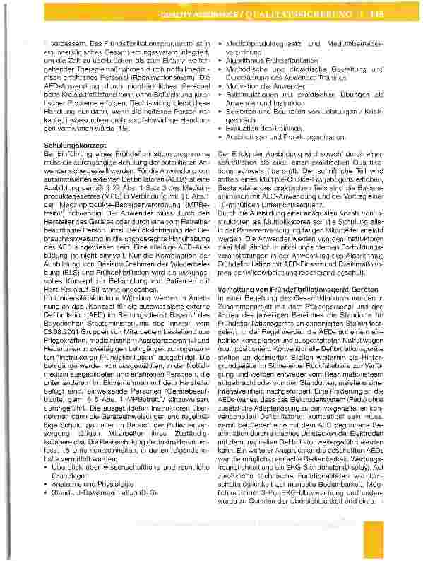 Vorschauseite 3: Frühdefibrillation in einem Universitätsklinikum