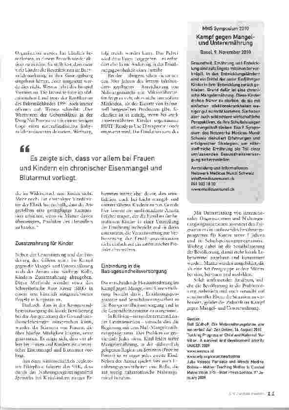 Vorschauseite 2: Umfassende Ansätze im Kampf gegen Mangelund Unterernährung Umfassende Ansätze im Kampf gegen Mangelund Unterernährung