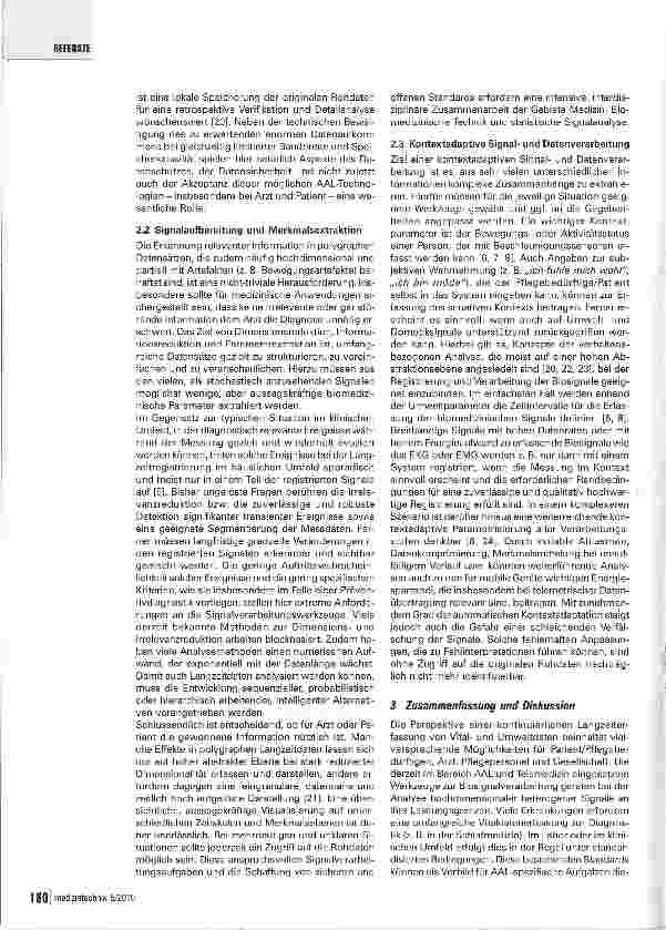 Vorschauseite 3: Erfassung und Verarbeitung von Vitalund Umweltsignalen im Bereich AAL
