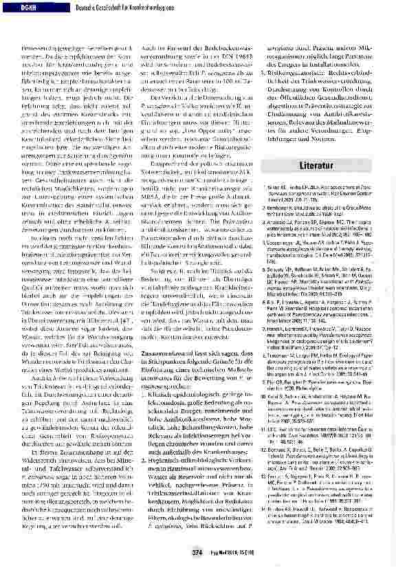 Vorschauseite 5: Pseudomonas aeruginosa - Plädoyer für die Einführung eines technischen Maßnahmewertes in die Novelle der Trinkwasserverordnung