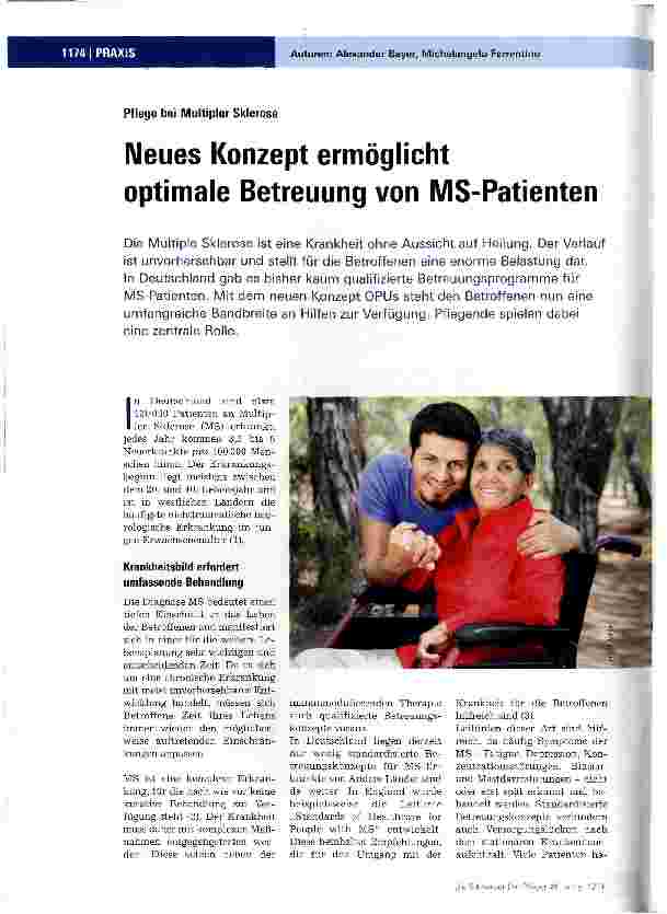 Vorschauseite 1: Pflege bei Multipler SkleroseNeues Konzept ermöglicht optimale Betreuung von MS-Patienten