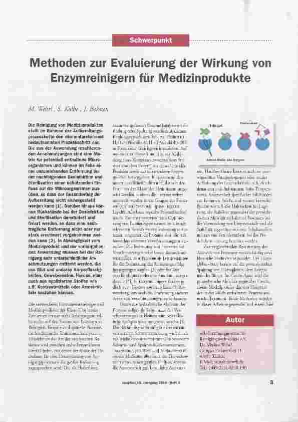 Vorschauseite 1: Methoden zur Evaluierung der Wirkung von Enzymreinigern für Medizinprodukte