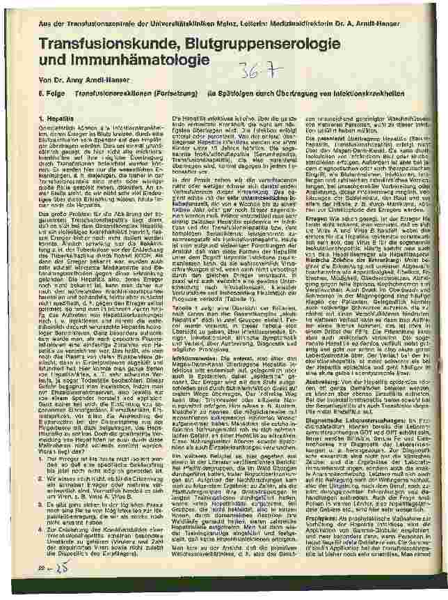 Vorschauseite 1: Transfusionskunde, Blutgruppenserologie und Immunhämatologie 6. Folge: Transfusionsreaktionen, (Fortsetzung)
