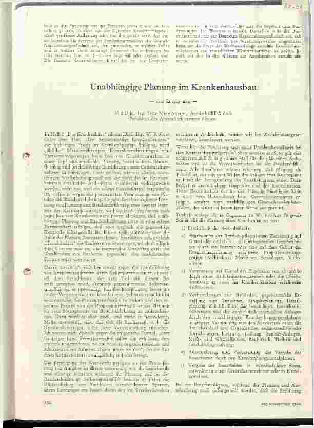 Vorschauseite 1: Unabhängige Planung im Krankenhausbau - eine Entgegnung-