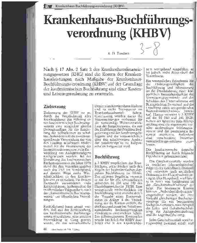 Vorschauseite 1: Krankenhaus-Buchführungsverordnung (KHBV)