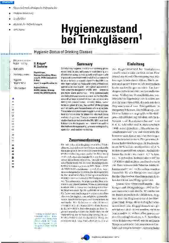 Vorschauseite 1: Hygienezustand bei Trinkgläsern
