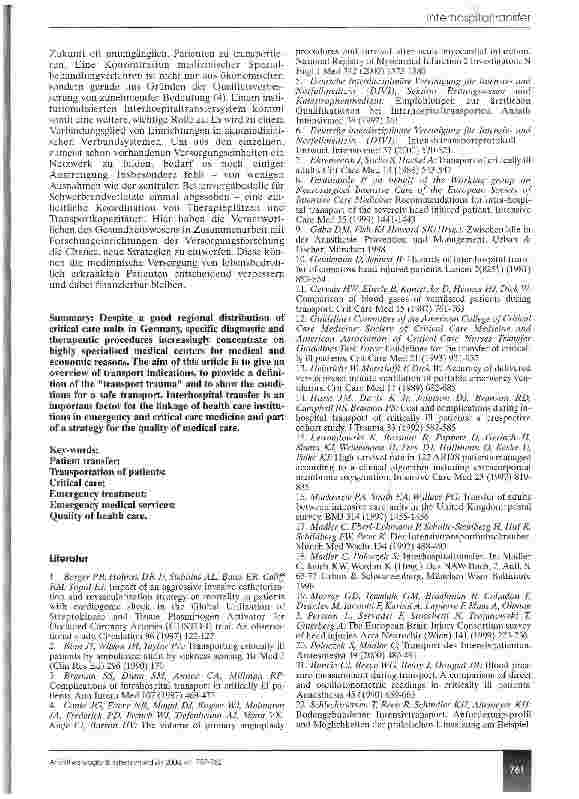Vorschauseite 5: Interhospitaltransfer von Intensivpatienten