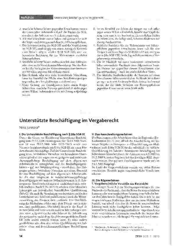 Vorschauseite 1: Unterstützte Beschäftigung im Vergaberecht
