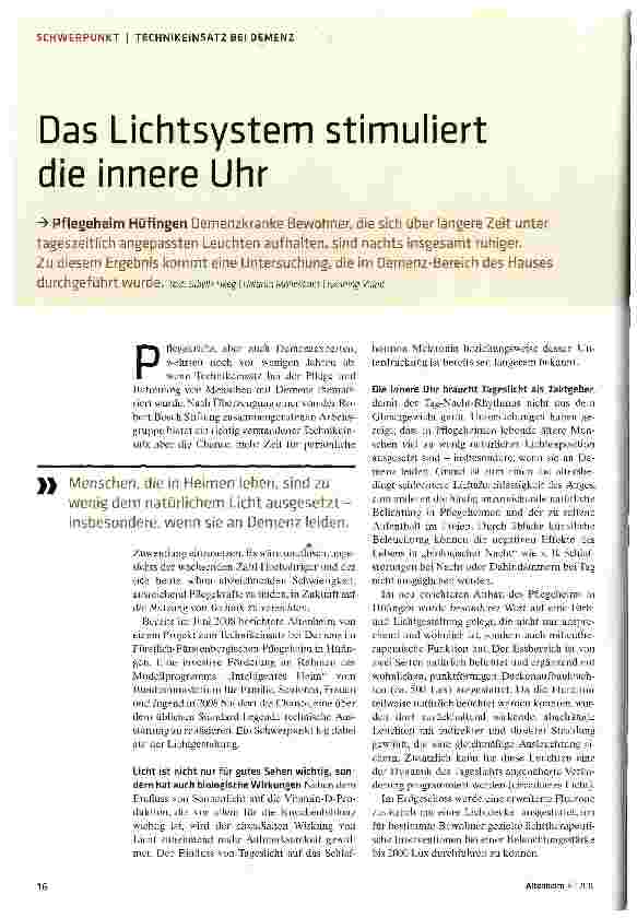 Vorschauseite 1: Das Lichtsystem stimuliert die innere Uhr