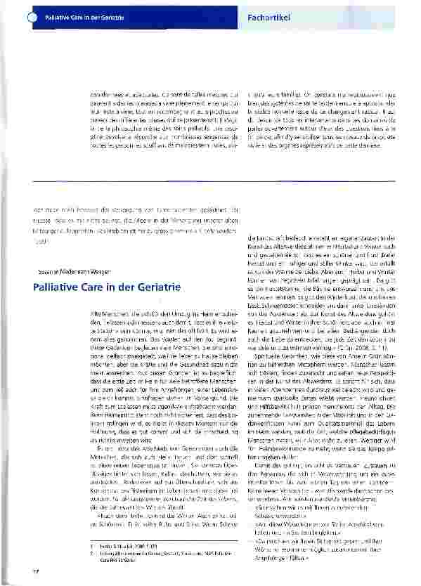 Vorschauseite 1: Palliative Care in der Geriatrie