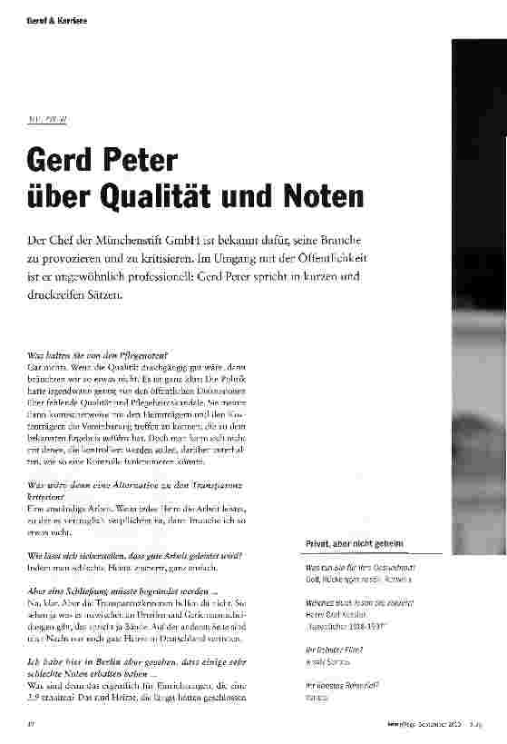 Vorschauseite 1: Gerd Peter über Qualität und Noten