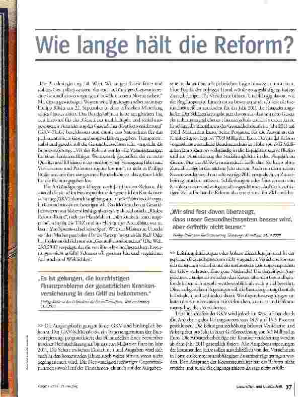 Vorschauseite 2: Wie lange hält die Reform?