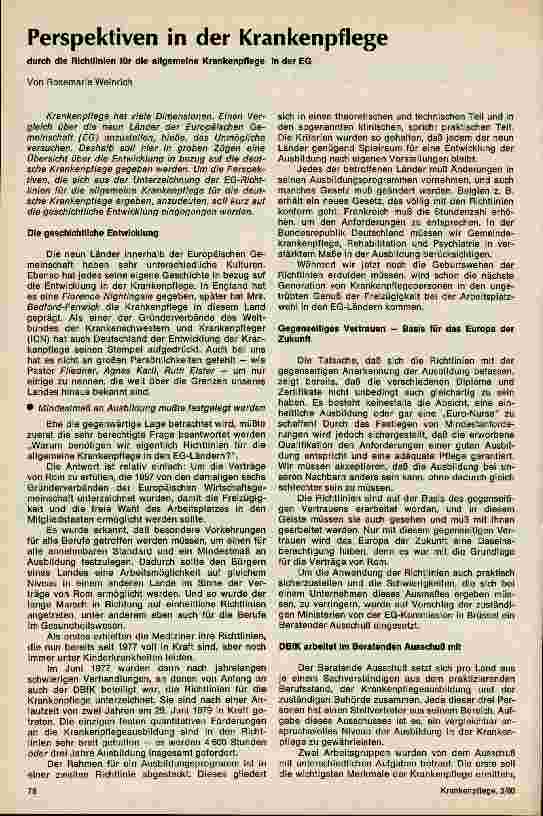 Vorschauseite 1: Perspektiven in der Krankenpflege durch die Richtlinie für die allgemeine Krankenpflege in der EG