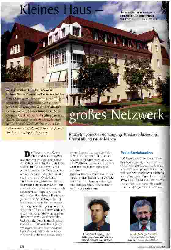 Vorschauseite 1: Kleines Haus - großes Netzwerk Patientengerechte Versorgung, Kostenreduzierung, Erschließung neuer Märkte