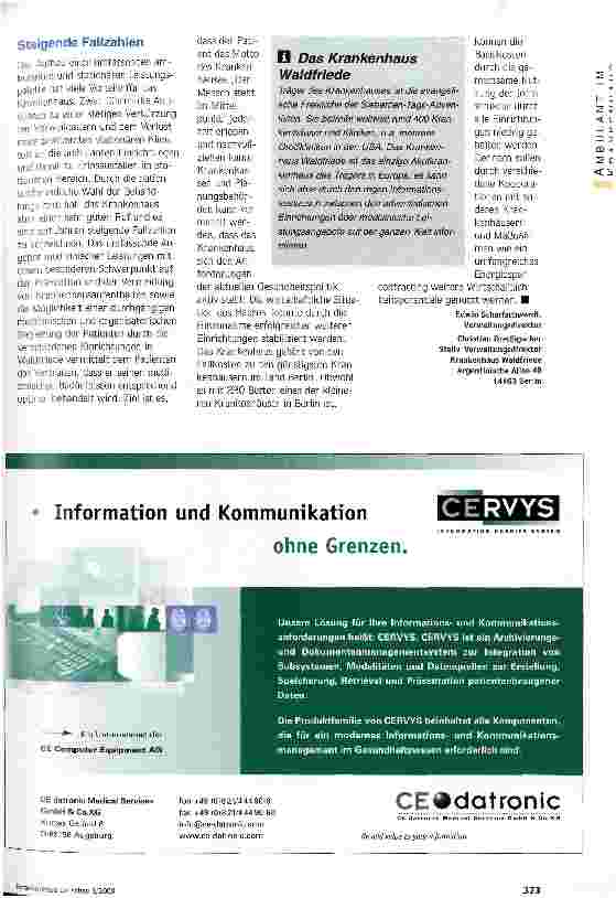Vorschauseite 4: Kleines Haus - großes Netzwerk Patientengerechte Versorgung, Kostenreduzierung, Erschließung neuer Märkte
